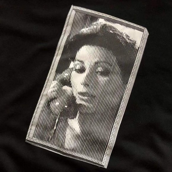 Cavermpt Black Long Sleeve Sweatshirt Portrait Hood Abstract Print - Picture 11 of 16